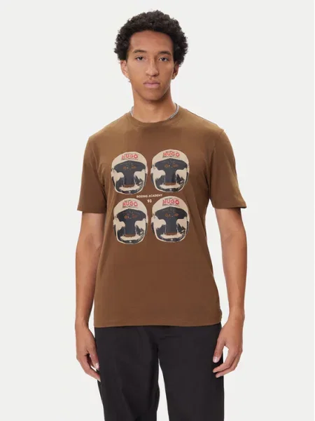 HUGO T-shirt Diboxer Tamno Regular Fit smeđa