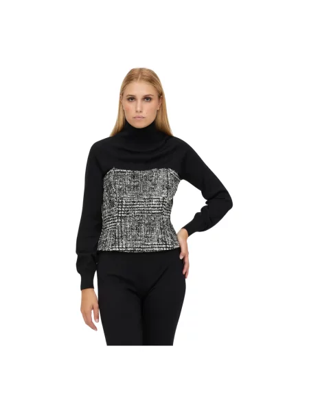 Sweter Erika Cavallini w kratę czarny