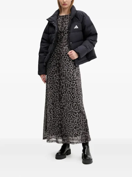 Pruhované kalhoty Adidas s výšivkou na platformě černé