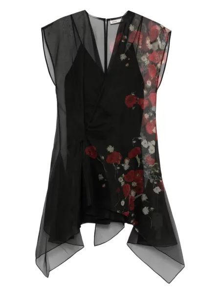 Sukienka mini Khaite w kwiatki z nadrukiem z dekoltem w serek czarna