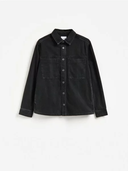 Reserved Cămașă din denim regular fit negru