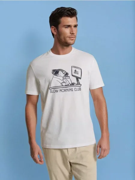 Sinsay koszulka z nadrukiem biały