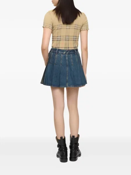 Siuvinėtas plisuotas mini plisuotas sijonas Burberry mėlyna