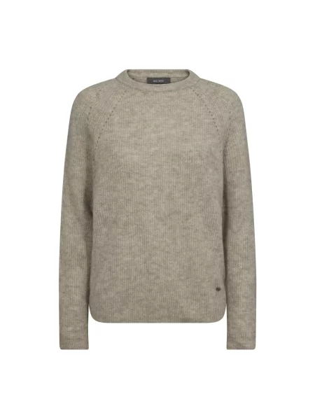Sweter z dzianiny z okrągłym dekoltem model ‘Tammy’ Mos Mosh szary