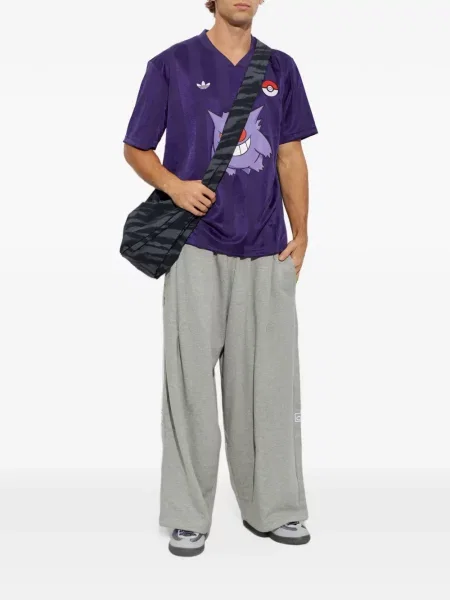 Tricou Adidas din jerseu alergare cu autograf gri