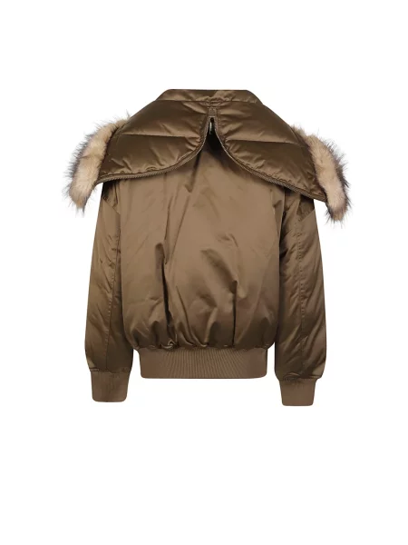 Kurtka bomber Michael Kors z kapturem ze sztucznego futra brązowy