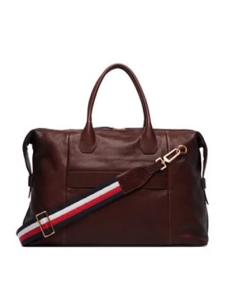 Tommy Hilfiger Torba za vikend Th Casual Leather Duffle rjava