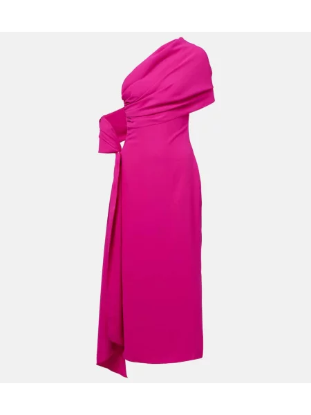 Jedwabna sukienka koktajlowa Marmar Halim na jednym ramieniu garniturowa różowa