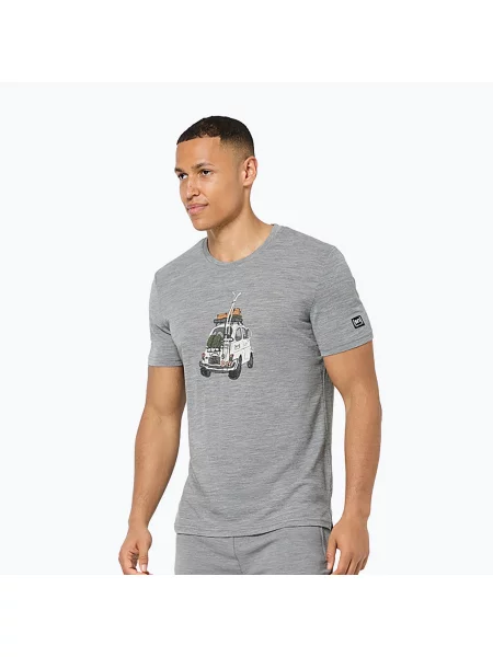 Tricou pentru bărbați super.natural Carski cashmere grey melange/various gri
