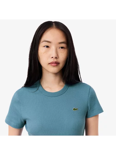 Lacoste T-Shirt Z Okrągłym Dekoltem Slim Fit niebieski