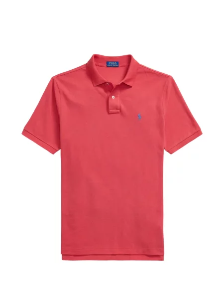 Fleece polo Polo Ralph Lauren με κέντημα με λαιμόκοψη v κόκκινο