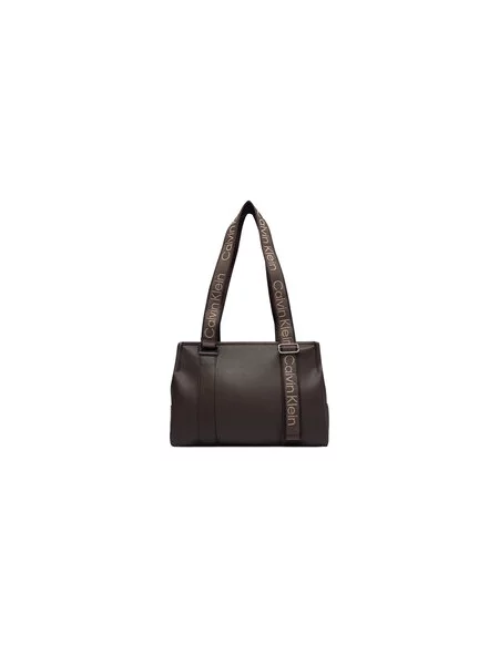Calvin Klein Ročna torba Webbing Adj Strap Tote rjava