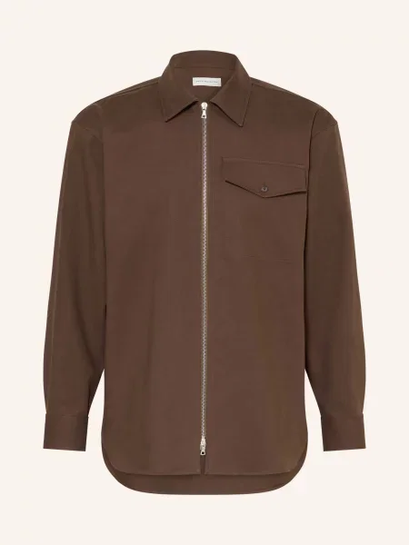 Dries Van Noten Svrchní Košile tmavě hnědá