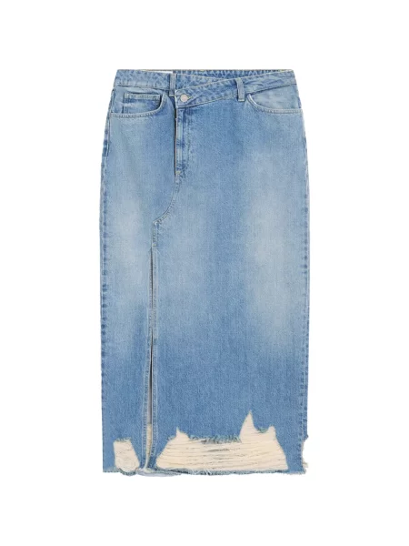 Fustă midi Dondup rupți până la genunchi cu crăpătură albastru