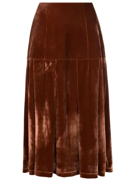 Aksamitna spódnica midi Isolda do kolan brązowa