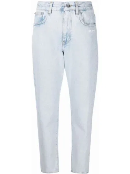 Jeansy Off-white z nadrukiem o krotszym kroju