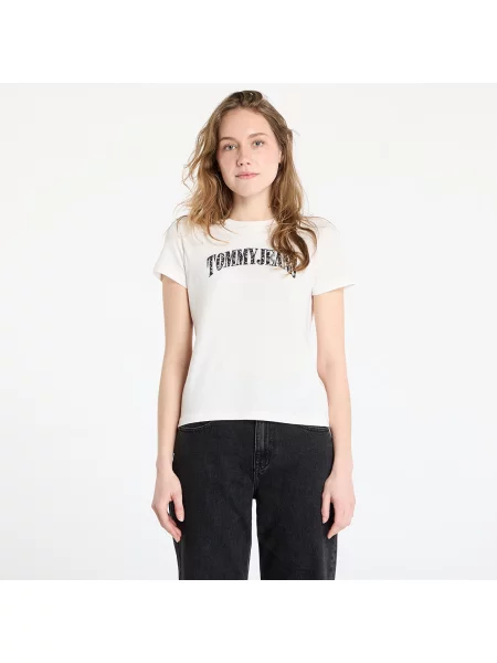Тениска Tommy Jeans Regular Floral Varsity Tee White XS бежово