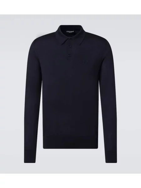 Svilena polo majica Dolce&gabbana modra