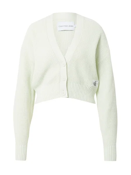 Calvin Klein Jeans Geacă tricotată verde pastel / negru alb