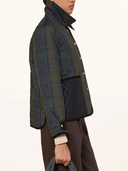 Barbour Prošívaná Bunda Ainsdale Z Kombinace Materiálů tmavě / červená / khaki šedá