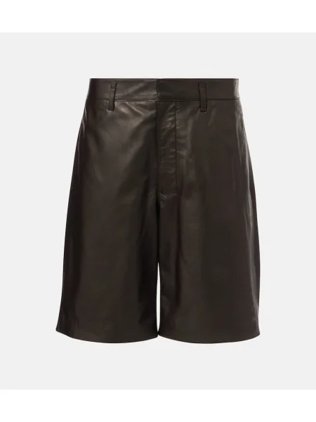 Pantaloni scurți Lemaire din piele maro