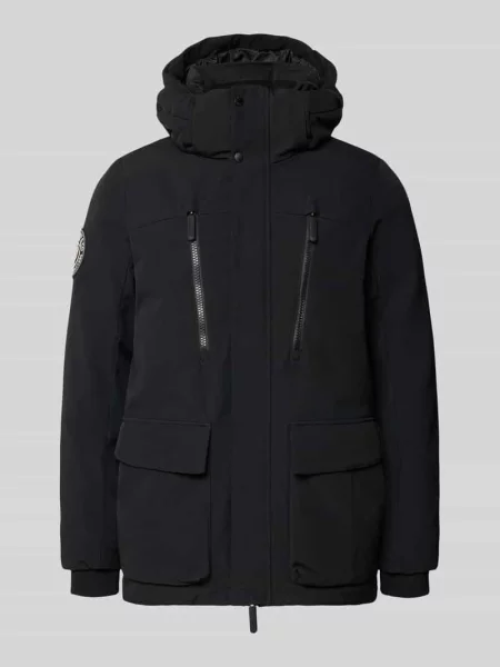 Parka z kapturem i z patką Superdry czarna