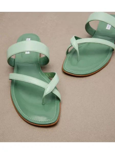 Chiloți tanga Manolo Blahnik din piele verde