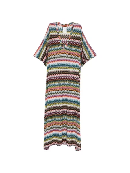 Maxi rochie maxi Missoni cu decolteu în V de costum alb