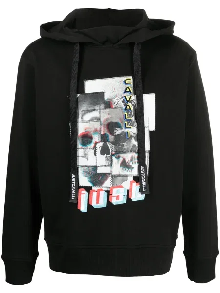 Hanorac Just Cavalli cu imagine negru