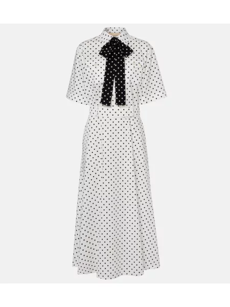 Rochie midi Valentino cu buline din poplin alb