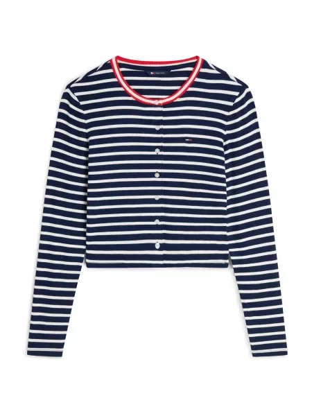 Tommy Jeans Geacă tricotată bleumarin / roșu alb