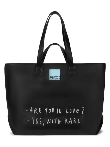 KARL LAGERFELD JEANS Nakupovalna torba KLJ X Pietro Terzini črna bela