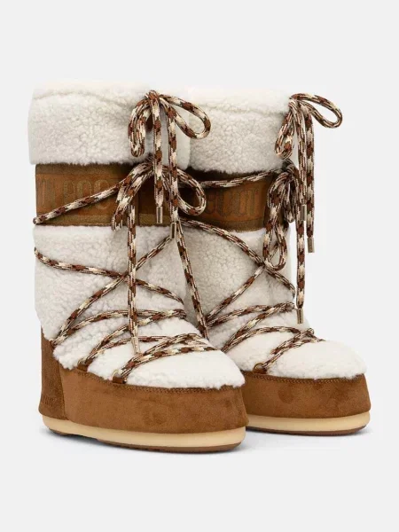 Замшеві чоботи Moon Boot MB ICON SHEARLING коричневий