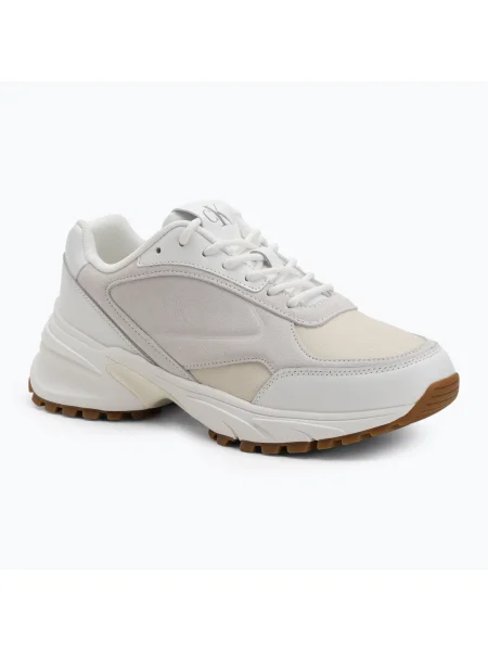 Pantofi pentru bărbați Calvin Klein Hike Runner HF Leather Mix bright white/creamy white/eggshell alb
