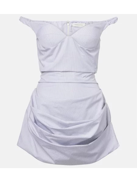 Rochie Magda Butrym cu dungi drapată din poplin albastru