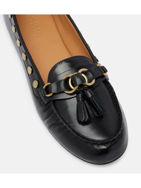 Usnjene loaferke Isabel Marant z žeblji črna