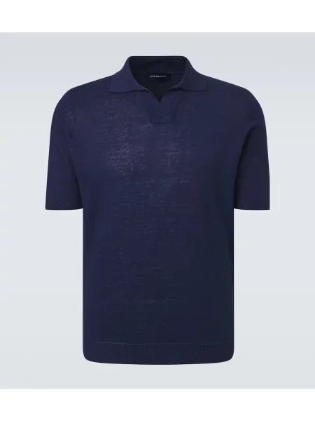 Lenvászon pólóing Thom Sweeney kék