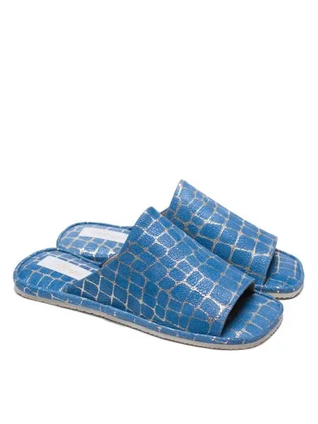Кожаные тапочки Pellagio голубые