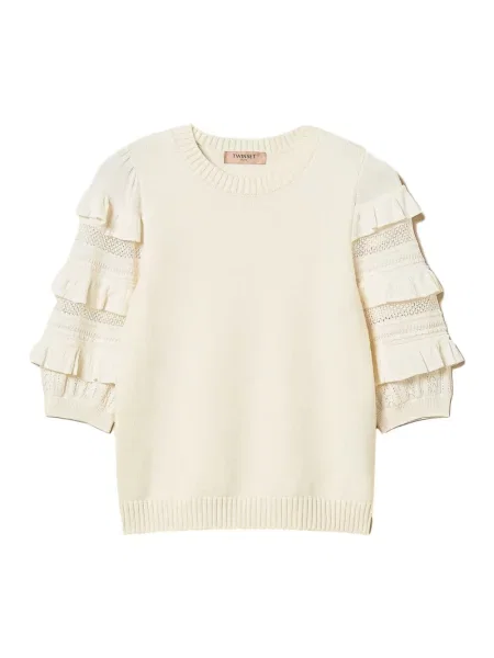 Twinset sweter z wełną beżowy