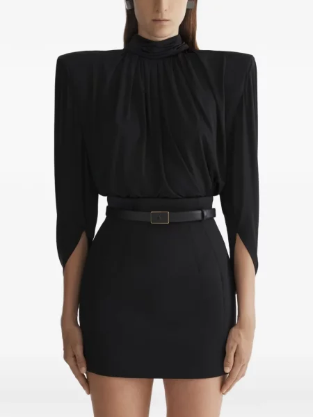 Top Mugler lung negru