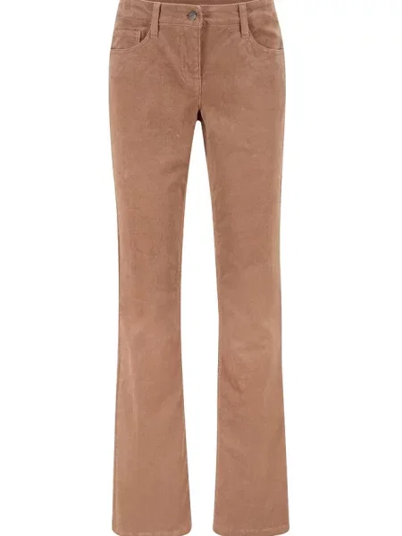 Sztruksowe spodnie bootcut z mieszanki bawełny brązowe