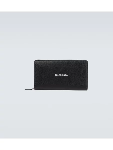 Portofel Balenciaga Cash din piele negru
