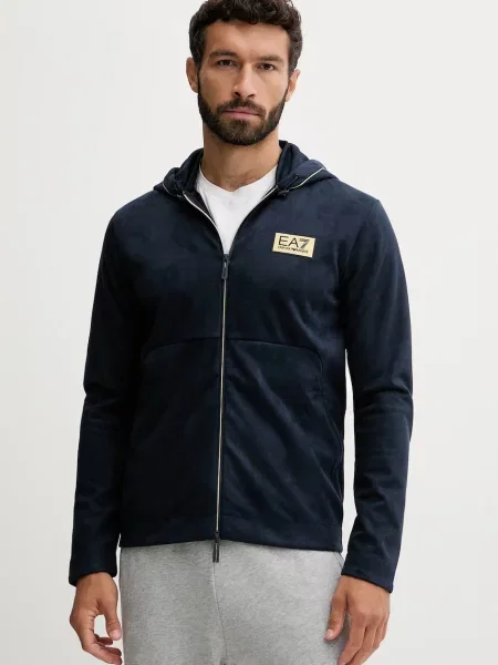 Суичър с качулка Ea7 Emporio Armani с качулка тъмносиньо