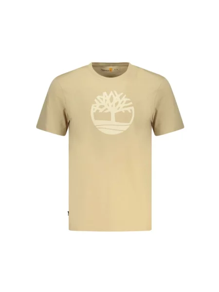 Koszulka Timberland z nadrukiem z krótkim rękawem beżowa