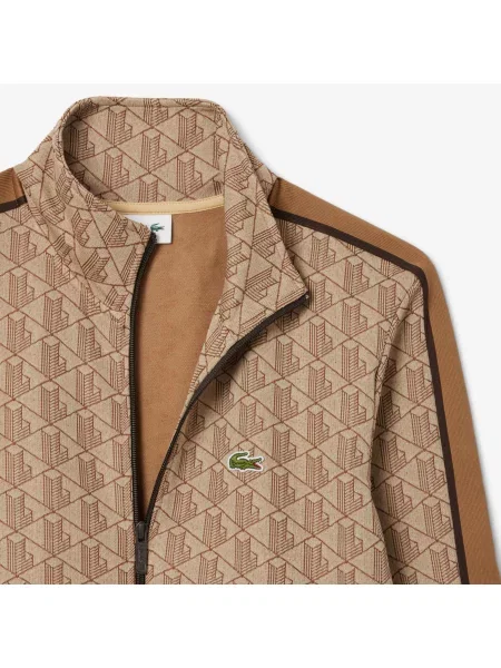 Lacoste Kurtka Dresowa Paris Z Żakardowym Zamkiem Błyskawicznym brązowy