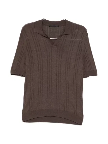 Gulerat tricou Tagliatore scurt maro