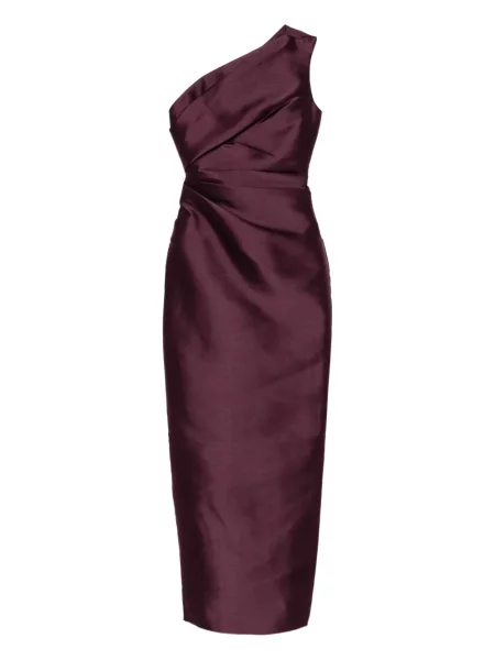 Rochie maxi Solace London cu un umăr gol de costum violet