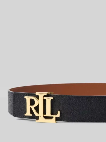 Pasek Lauren Ralph Lauren skórzany w paski czarny