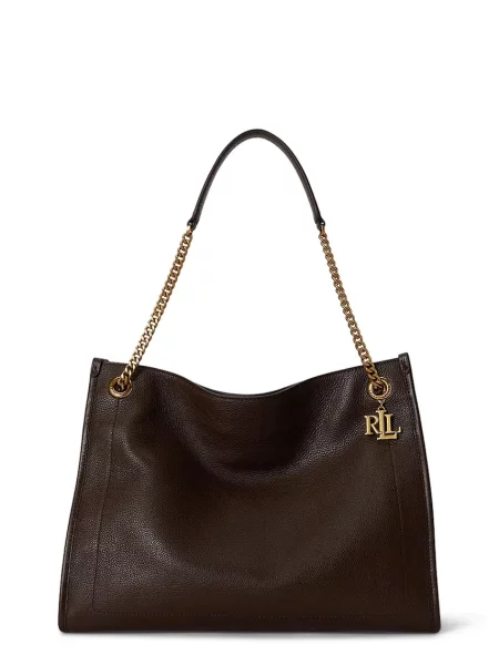 Lauren Ralph Lauren μικρή τσάντα γυναικεία δερμάτινη καφέ