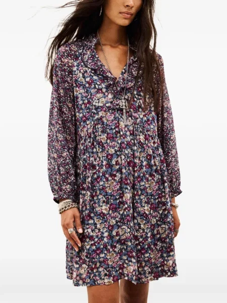 Rochie mini Ba&sh cu model floral cu imagine albastru
